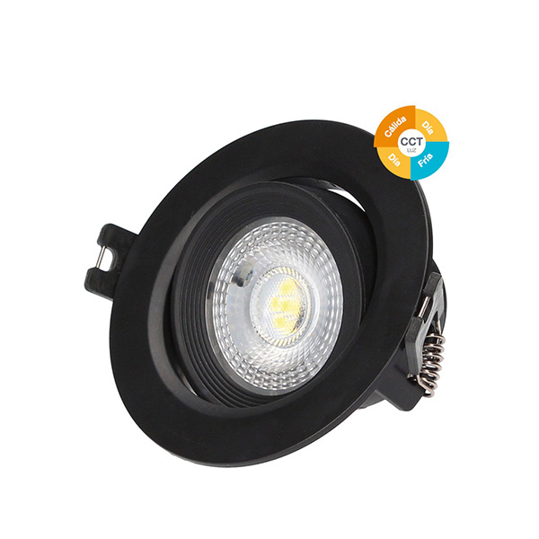 Aro LED con 3 colores de luz. Redondo Negro
