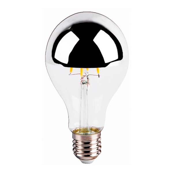 Bombilla LED cúpula plateada A70