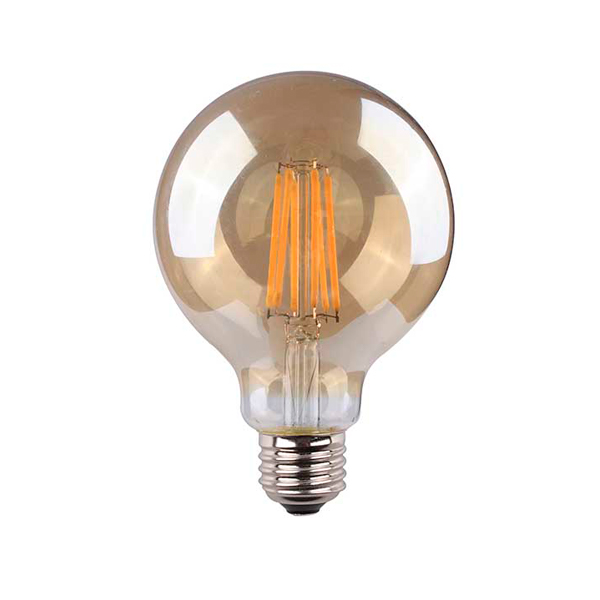 Bombilla LED globo ámbar 95mm 8W