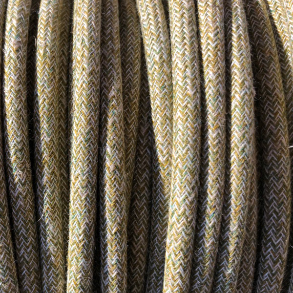 cable tejido verde musgo y lino