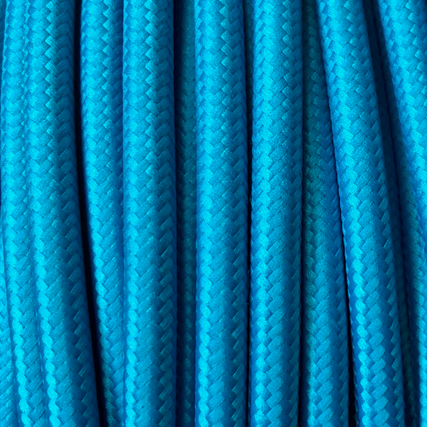 Cable textil azul cerúleo