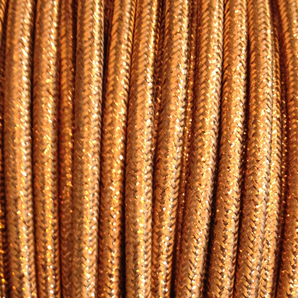 Cable textil bronce brillante