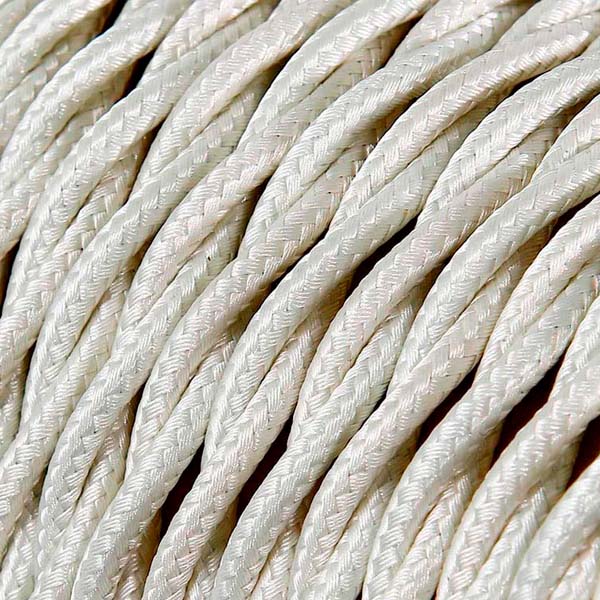 Cable textil decorativo blanco perlado