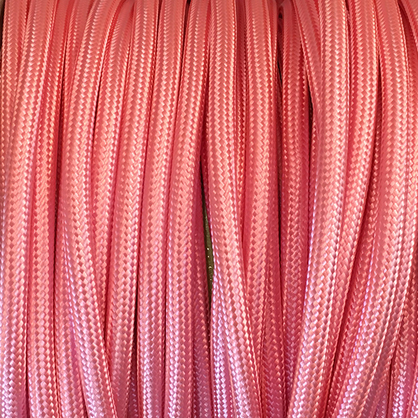 Cable textil rosa claro