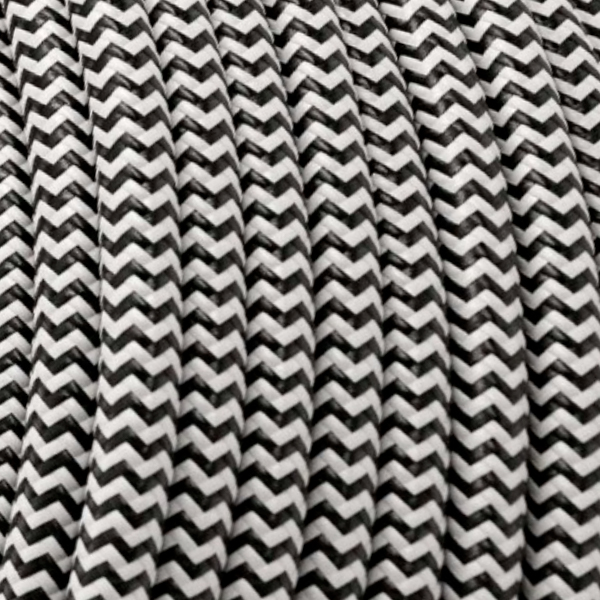 Cable textil ziga-zaga Blanco/Negro