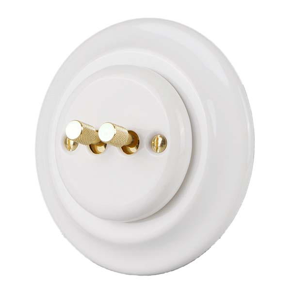 Doble Palanca dorada con marco porcelana