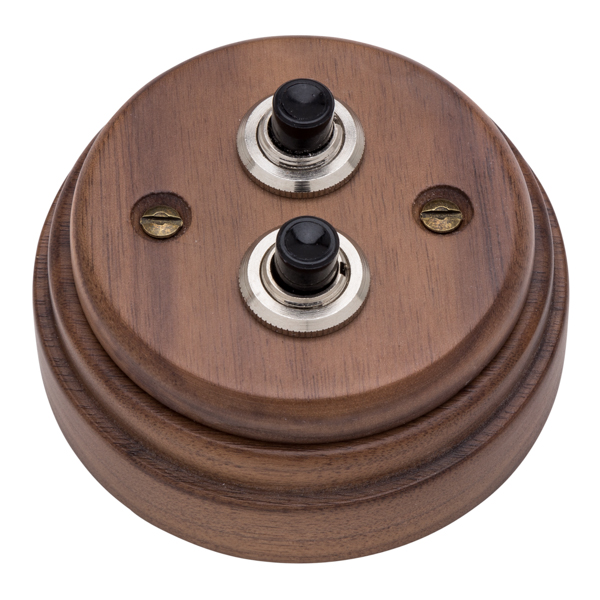 Doble pulsador de madera nogal