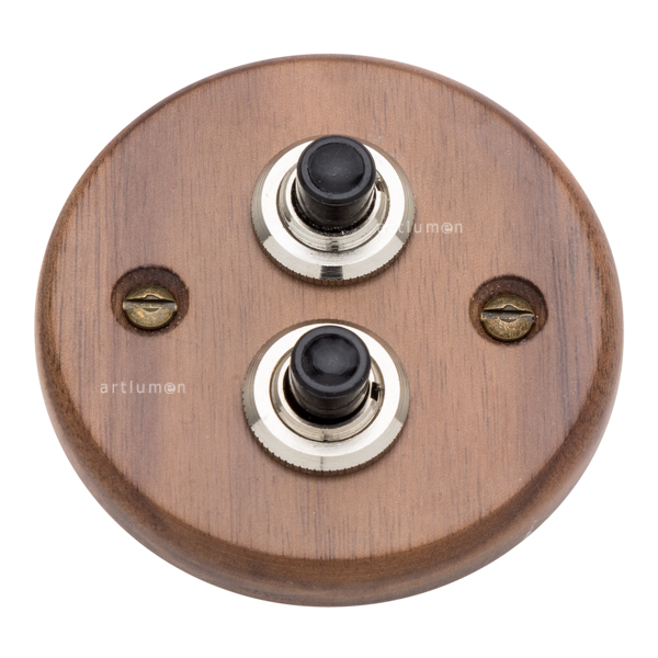 Doble pulsador de madera nogal
