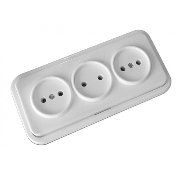 Base enchufe superficie porcelana 10A-250V Blanco