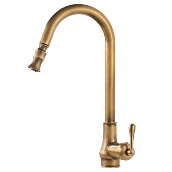 Grifo de cocina extensible en bronce