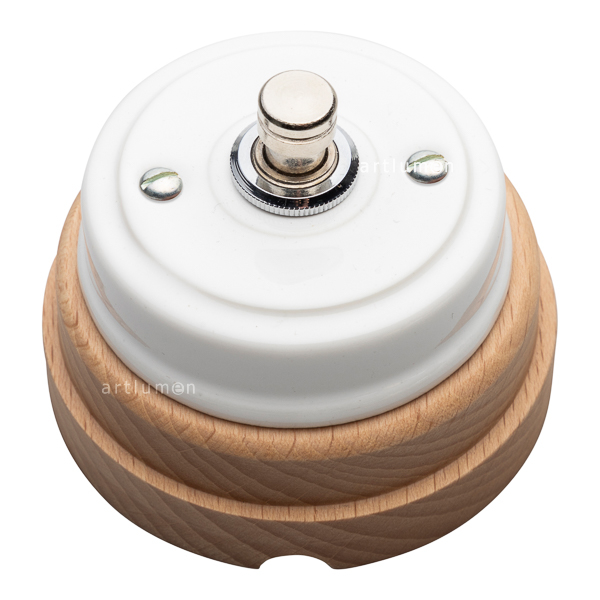 Int. porcelana botón con madera clara