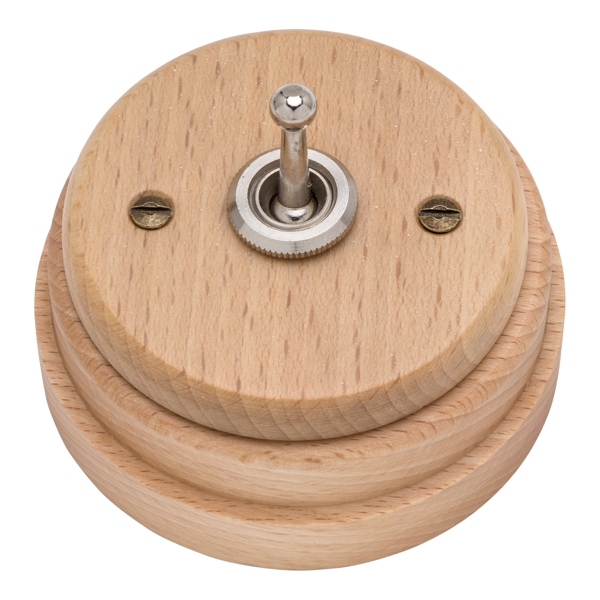 Interruptor madera clara y níquel