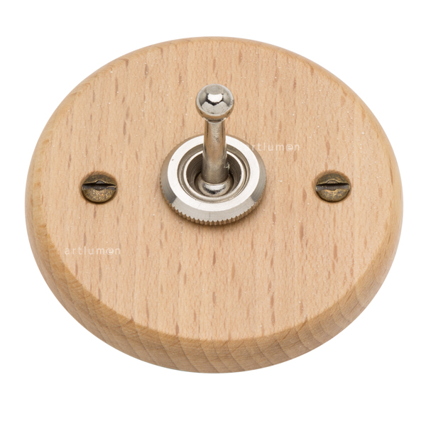 Interruptor madera clara y níquel