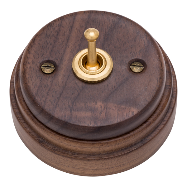 Interruptor madera nogal y latón