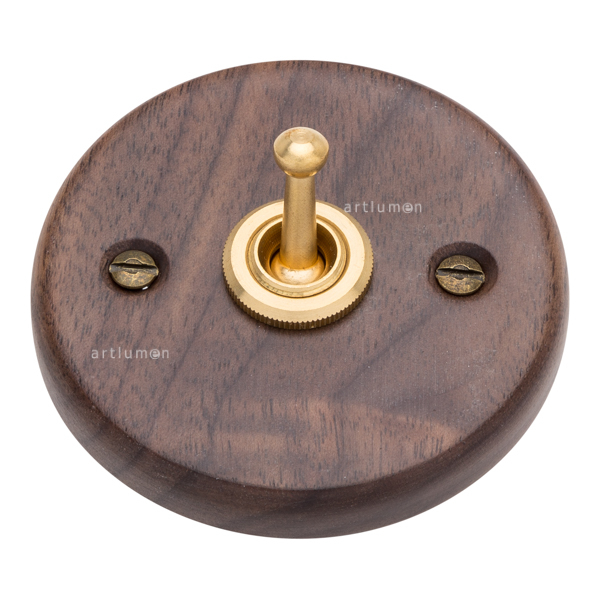 Interruptor madera nogal y latón