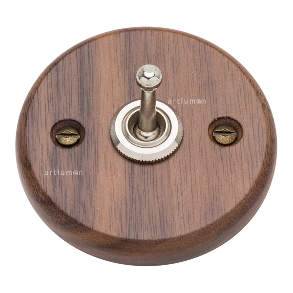 Interruptor madera nogal y níquel