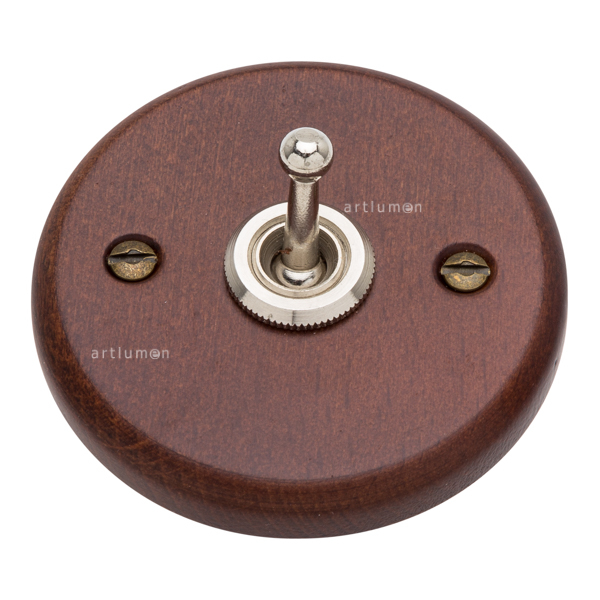 Interruptor madera oscura y níquel