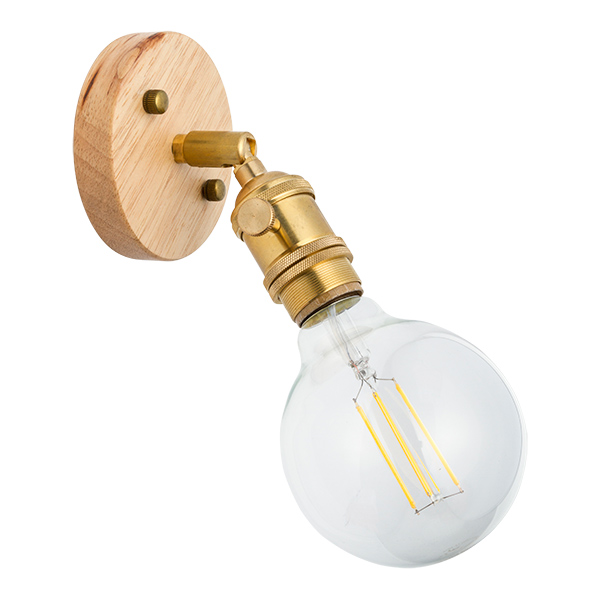 Lámpara pared madera y latón