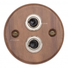 Doble pulsador de madera nogal