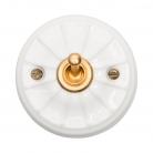 Interruptor latón porcelana grabada