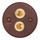 Interruptores madera oscura y latón