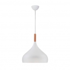 Lámpara techo metal blanca y madera